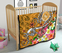 Tahiti Custom Personalised Premium Quilt - Turtle Plumeria (Gold) - Polynesian Pride