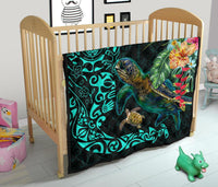 Tiki Polynesian Premium Quilt Turtle Hibiscus - Polynesian Pride