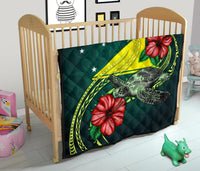 Tokelau Polynesian Premium Quilt - Green Turtle Hibiscus - Polynesian Pride