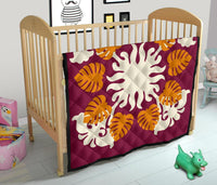 Hawaiian Tropical Pattern Premium Quilt - Burgundy - Argu Style - AH - Polynesian Pride