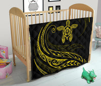 Hawaii Turtle Hibicus Premium Quilt - Frida Style - Yellow - Polynesian Pride