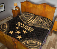 Gambier Islands Premium Quilt - Gambier Islands Flag Polynesian Chief Gold Version - Polynesian Pride