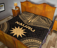 Nauru Premium Quilt - Nauru Flag Polynesian Chief Gold Version - Polynesian Pride