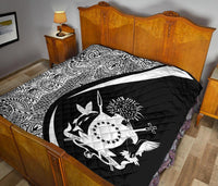 Cook Islands Coat Of Arms Polynesian Premium Quilt - Circle Style - 01 - Polynesian Pride