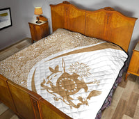 Cook Islands Coat Of Arms Polynesian Premium Quilt - Circle Style - 03 - Polynesian Pride