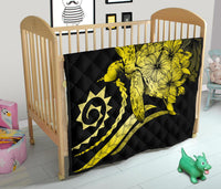 Hawaii Turtle Hibiscus Polynesian Vintage Premium Quilt - Yellow - Polynesian Pride