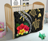 Hawaii Map Turtle Hibiscus Plumeria Polynesian - Premium Quilt AH - Polynesian Pride