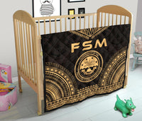 Federated States Of Micronesia Premium Quilt - FSM Seal Polynesian Chief Gold Version - Polynesian Pride