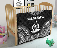 Vanuatu Premium Quilt - Vanuatu Coat Of Arms Polynesian Chief Black Version - Polynesian Pride