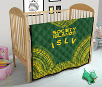 Society Islands Premium Quilt - Society Islands Flag Polynesian Chief Green Version - Polynesian Pride