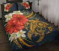 Hawaii Turtle Polynesian Tropical Hibiscus Plumeria Quilt Bed Set - Polynesian Pride