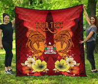 Fiji Custom Personalised Premium Quilt - Tribal Tuna Fish Orange - Polynesian Pride