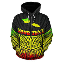 Samoa Polynesian Custom Zip up Hoodie Reggae Pride Map and Seal - Polynesian Pride