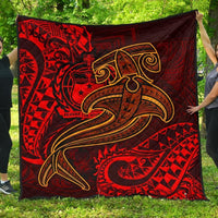 Samoa Premium Quilt - Red Shark Polynesian Tattoo Red - Polynesian Pride