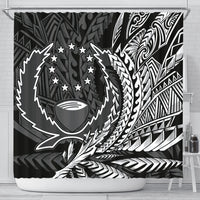 Pohnpei State Shower Curtains - Wings Style 177 x 172 (cm) Black - Polynesian Pride
