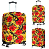 Tropical Flowers And Palm Leaves Luggage Cover White - Polynesian Pride