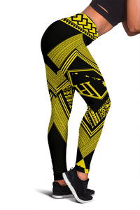 Hawaii Turtle Polynesian Yellow Leggings - Diamond Style White - Polynesian Pride