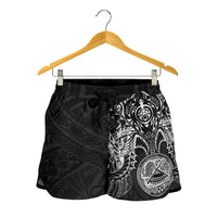 American Samoa Polynesian Shorts (Women) - White Turtle Manta Ray - Polynesian Pride