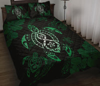 Hawaii Quilt Bed Set - Hawaii Polynesian Turtle Quilt Bed Set Flow Of Turtle Green - Polynesian Pride