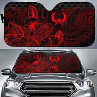 Pohnpei Auto Sun Shades Turtle Hibiscus Red Auto Sun Shade Universal Fit Red - Polynesian Pride
