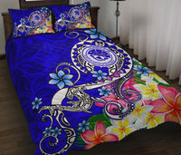 FSM Quilt Bed Set - Turtle Plumeria (Blue) Blue - Polynesian Pride