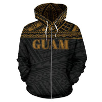 Guam Polynesian All Over Zip up Hoodie Yellow Horizontal Style - Polynesian Pride
