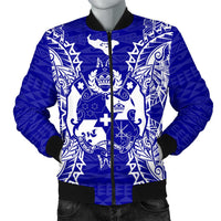 Tonga Polynesian Men's Bomber Jacket Map Blue Blue - Polynesian Pride