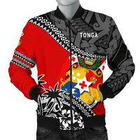 Tonga Men'S Bomber Jacket Polynesian Style Fall In The Wave Red - Polynesian Pride