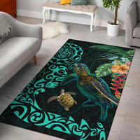 Tiki Polynesian Area Rug Turtle Hibiscus - Polynesian Pride