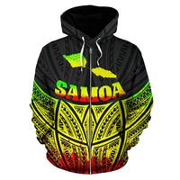 Samoa Polynesian Zip up Hoodie Reggae Pride Map and Seal - Polynesian Pride