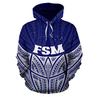 Federated States of Micronesia Polynesian Hoodie Blue Pride Map nd Seal - Polynesian Pride
