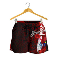 Cook Islands Polynesian Custom Personalised Women's Shorts - Coat Of Arm With Hibiscus - Polynesian Pride