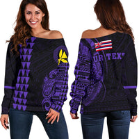 Hawaii Kanaka Polynesian Personalized Women's Off Shoulder Sweater - Purple Purple - Polynesian Pride