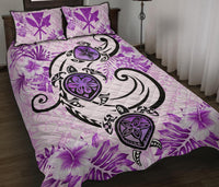 Hawaii Polynesian Plumeria Hibiscus Turtle Quilt Bed Set - AH - Jack Style - Pink - Polynesian Pride
