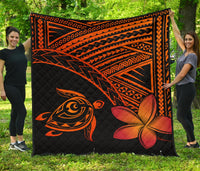 Hawaii Quilt - Hawaii Turtle Plumeria Quilt Orange Orange - Polynesian Pride