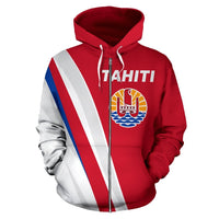Tahiti Zip up Hoodie Tahiti Flag Red - Polynesian Pride