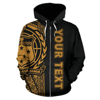 Samoa Polynesian Custom Zip up Hoodie Yellow Line - Polynesian Pride