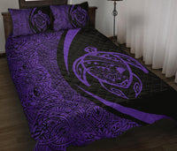 Hawaii Turtle Map Polynesian Quilt Bed Set - Purple - Circle Style - Polynesian Pride