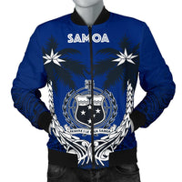 Samoa Polynesian Coconut Men's Bomber Jacket (Blue) Blue - Polynesian Pride