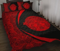 Hawaii Polynesian Pele Mauna Kea Quilt Bed Set Circle Style Red - Polynesian Pride