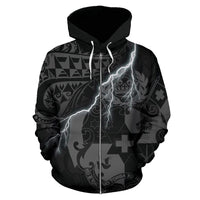 Tonga Polynesian Zip up Hoodie Lighting Thunder - Polynesian Pride