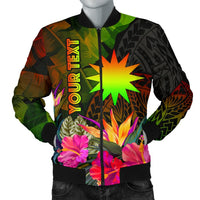 Nauru Polynesian Personalised Men's Bomber Jacket - Hibiscus and Banana Leaves Reggae - Polynesian Pride