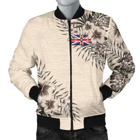 Niue Men's Bomber Jacket - The Beige Hibiscus - Polynesian Pride