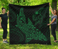 Polynesian Quilt - Polynesian Green Shark Warrior Tattoo Green - Polynesian Pride