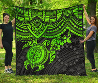 Cook Islands Polynesian Premium Quilt - Green Turtle - Polynesian Pride