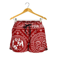 Tonga Personalised Women's Short - Tonga Seal With Polynesian Tattoo Style (Red) - Polynesian Pride