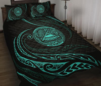 American Samoa Quilt Bed Set - Turquoise - Frida Style - Polynesian Pride