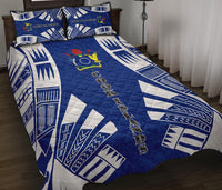 Cook Islands Quilt Bed Set - Cook Islands Coat Of Arms & Polynesian White Tattoo Style - Polynesian Pride