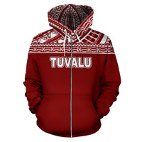 Tuvalu Polynesian Zip up Hoodie Horizontal Red - Polynesian Pride