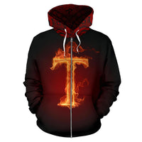 Tonga All Over Zip up Hoodie Polynesian Fire Style - Polynesian Pride